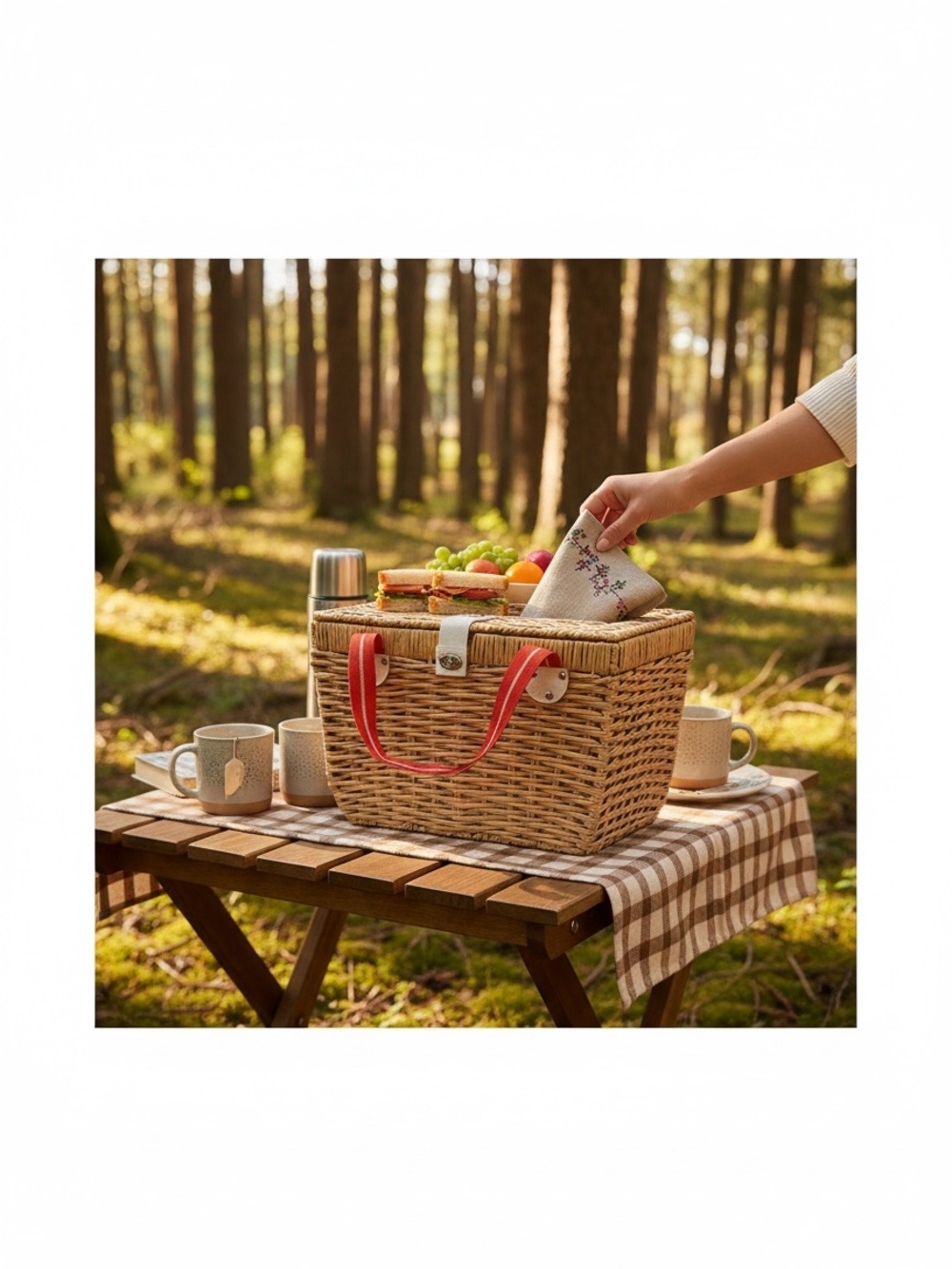 NWT/Hearth and Hand with Magnolia Woven Paper Picnic Basket - Picture 14 of 14